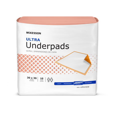McKesson UPHV3030 Ultra Heavy Absorbency Underpad, 30 x 30 Inch