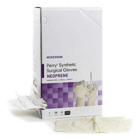 McKesson 20-2665N Perry Polychloroprene Surgical Glove, Size 6.5, Cream