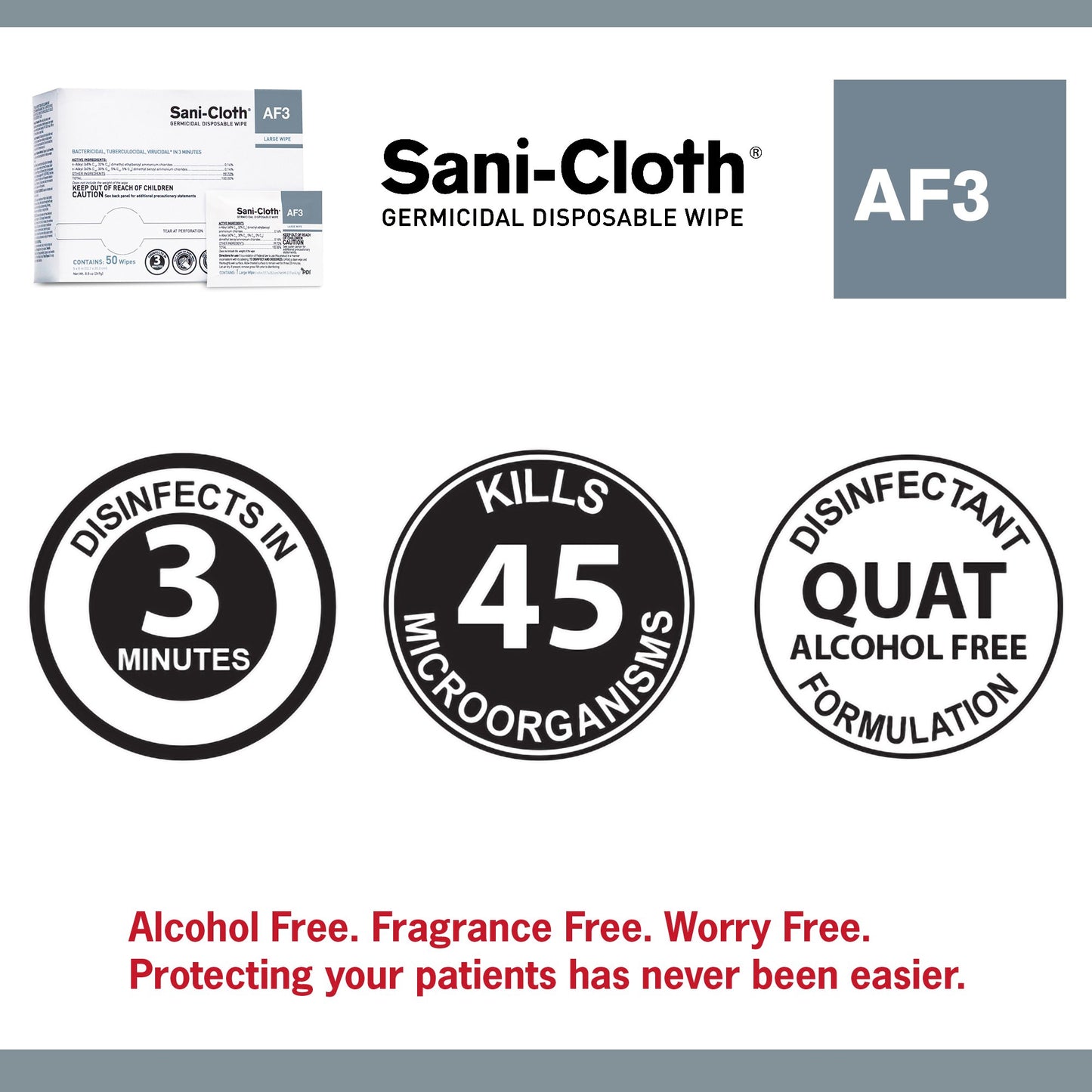 Sani-Cloth® AF3 Germicidal Large Disinfectant Wipes, Individual Packet, 50 ct.