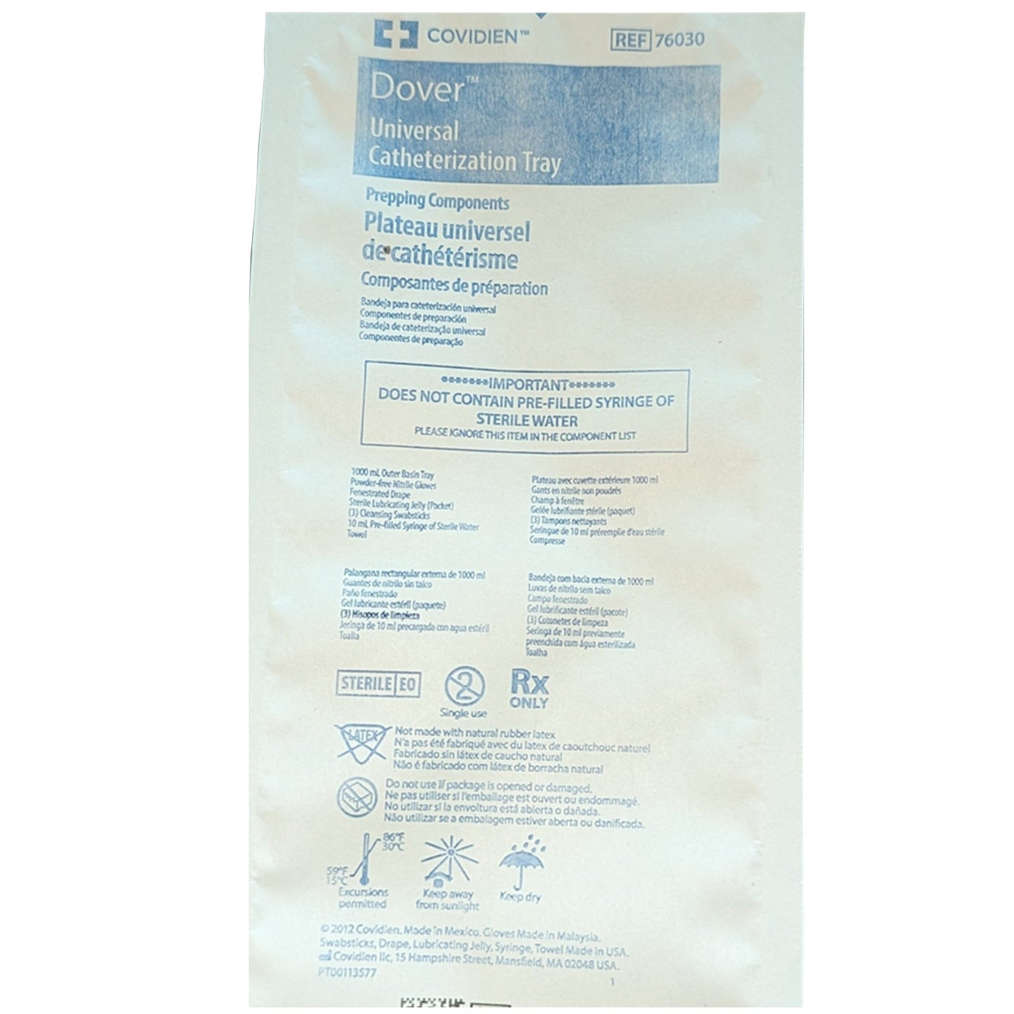 Dover™ Universal Indwelling Catheter Tray, 10cc Syringe, BZK