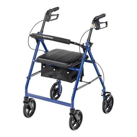 McKesson 146-R728BL Blue Four-Wheel Rollator, 33 to 38 Inch Handle Height