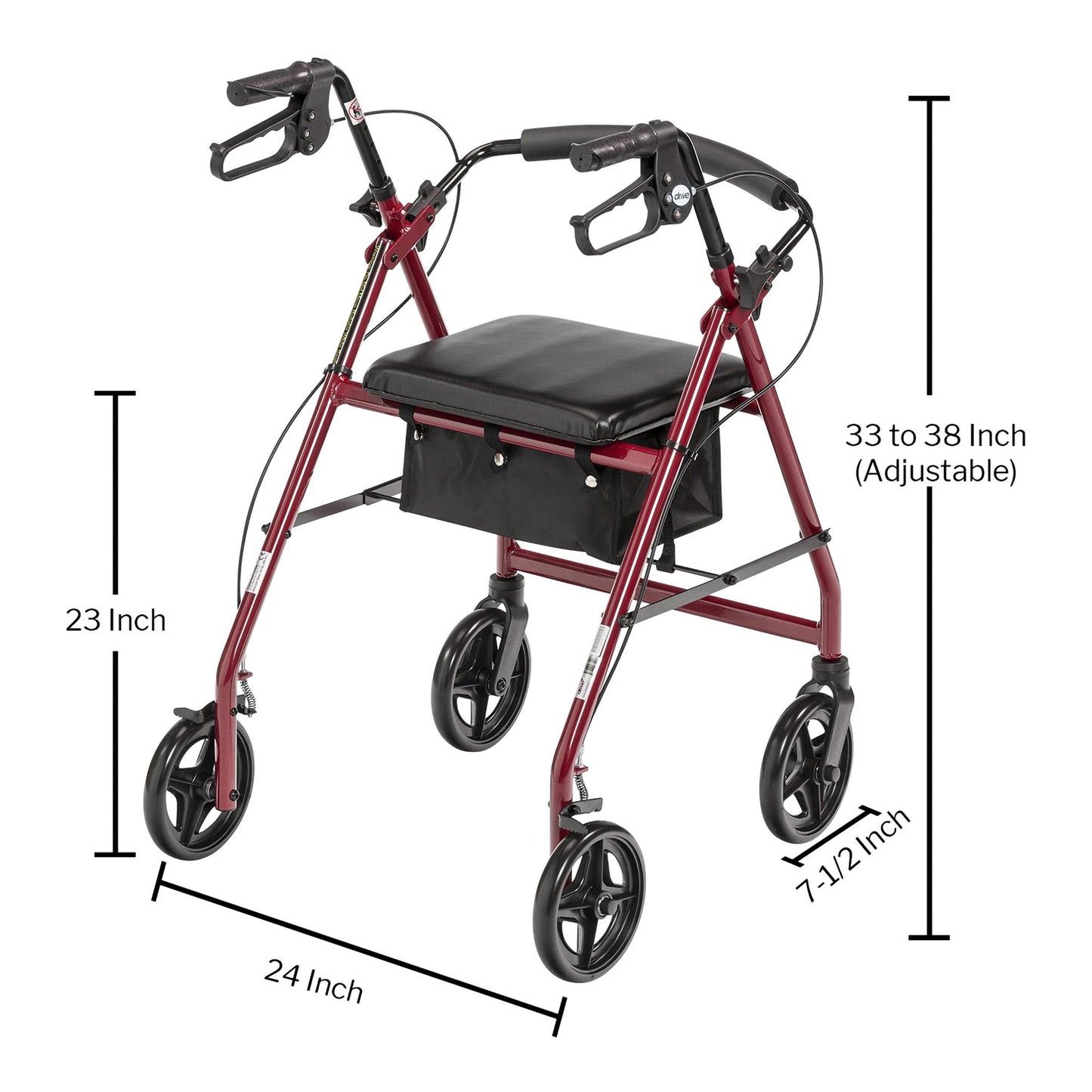 McKesson Red Four-Wheel Rollator