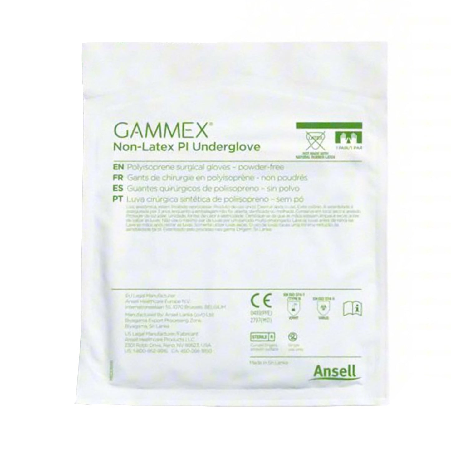 Gammex® Non-Latex PI Polyisoprene Surgical Underglove, Size 7.5, Green