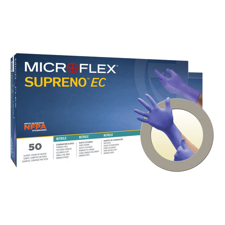 Microflex SEC-375-XL Supreno EC Nitrile Extended Cuff Length Exam Glove, Extra Large, Blue