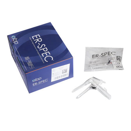 Vaginal Speculum ER-SPEC® Pederson NonSterile Office Grade Acrylic Small Double Blade Duckbill Disposable Built-In Light Source