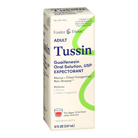 McKesson 70677118602 Thrive & Foster Adult Tussin Guaifenesin Oral Solution, USP