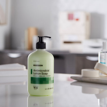 McKesson Antimicrobial Lotion Soap, Herbal Scent, 18-ounce Pump Bottle