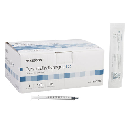 McKesson 16-ST1C Tuberculin Syringe, 1 mL, Flat Top Style, Luer Slip Tip