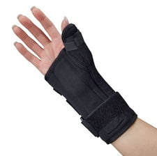 Wrist Brace with Thumb Spica Polyester Foam / Nylon / Tricot Right Hand Black Large