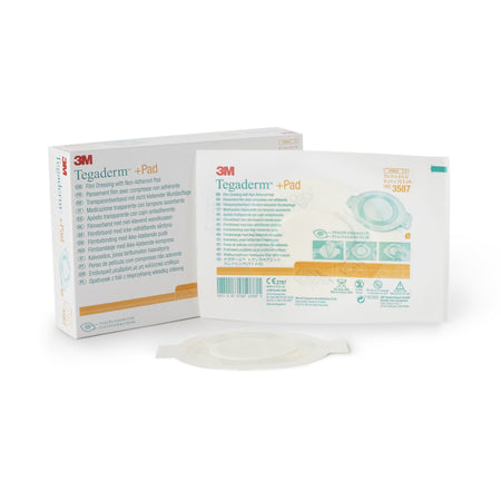 Solventum 3587 3M Tegaderm Transparent Film Dressing with Pad, 3½ x 4 Inch