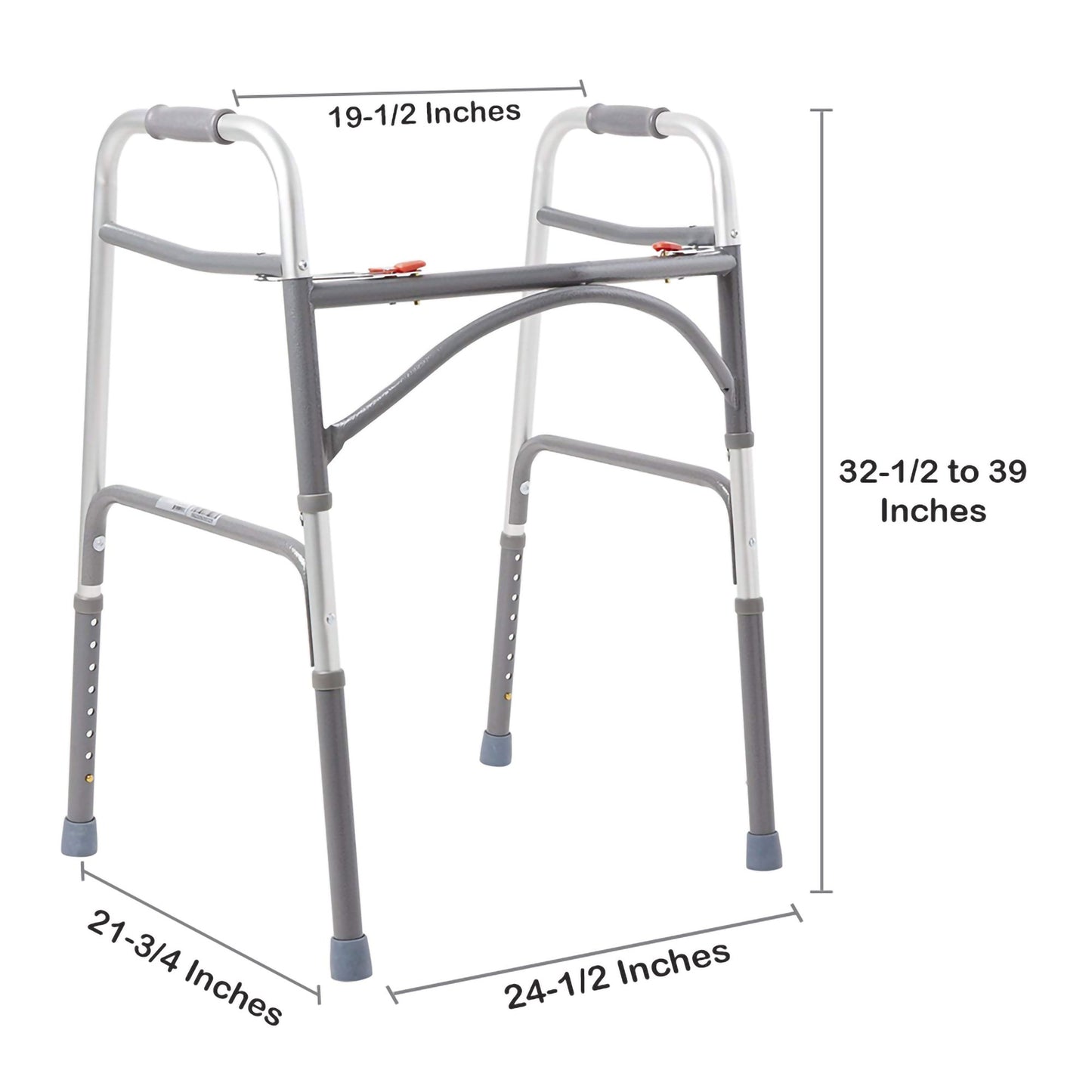 McKesson Steel Bariatric Folding Walker, 32½ – 39 Inch Height