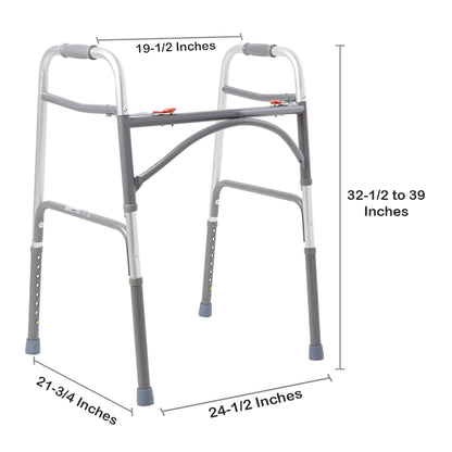 McKesson Steel Bariatric Folding Walker, 32½ – 39 Inch Height