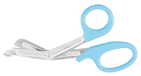 Bandage and Utility Scissors Vantage® Universal 7-1/2 Inch Length Floor / Office Grade Pakistani Stainless Steel / Plastic NonSterile Blue Finger Ring Handle Angled Blunt Tip / Blunt Tip