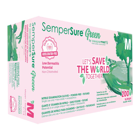 Sempermed SUNG203 SemperSure Nitrile Exam Glove, Medium, Green