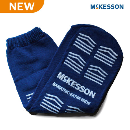 McKesson 16-BXW-1099 Slipper Socks Unisex Adult Bariatric / X-Wide Double Tread Single Patient Use Royal Blue