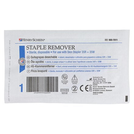 Henry Schein 9007011 Skin Staple Remover Plastic Handle Metal Tip Each