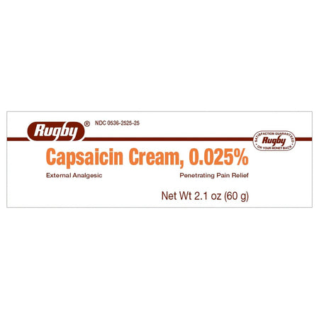 Major Pharmaceuticals 536252525 Rugby Capsaicin Topical Pain Relief, 2.1-ounce tube