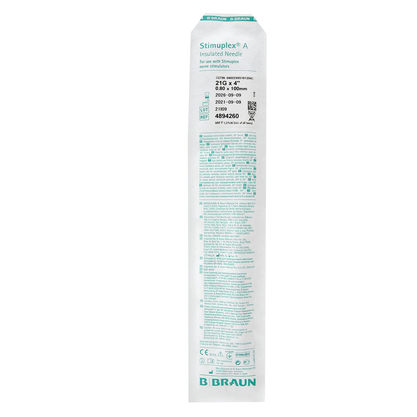Stimuplex® A Peripheral Nerve Block Needle