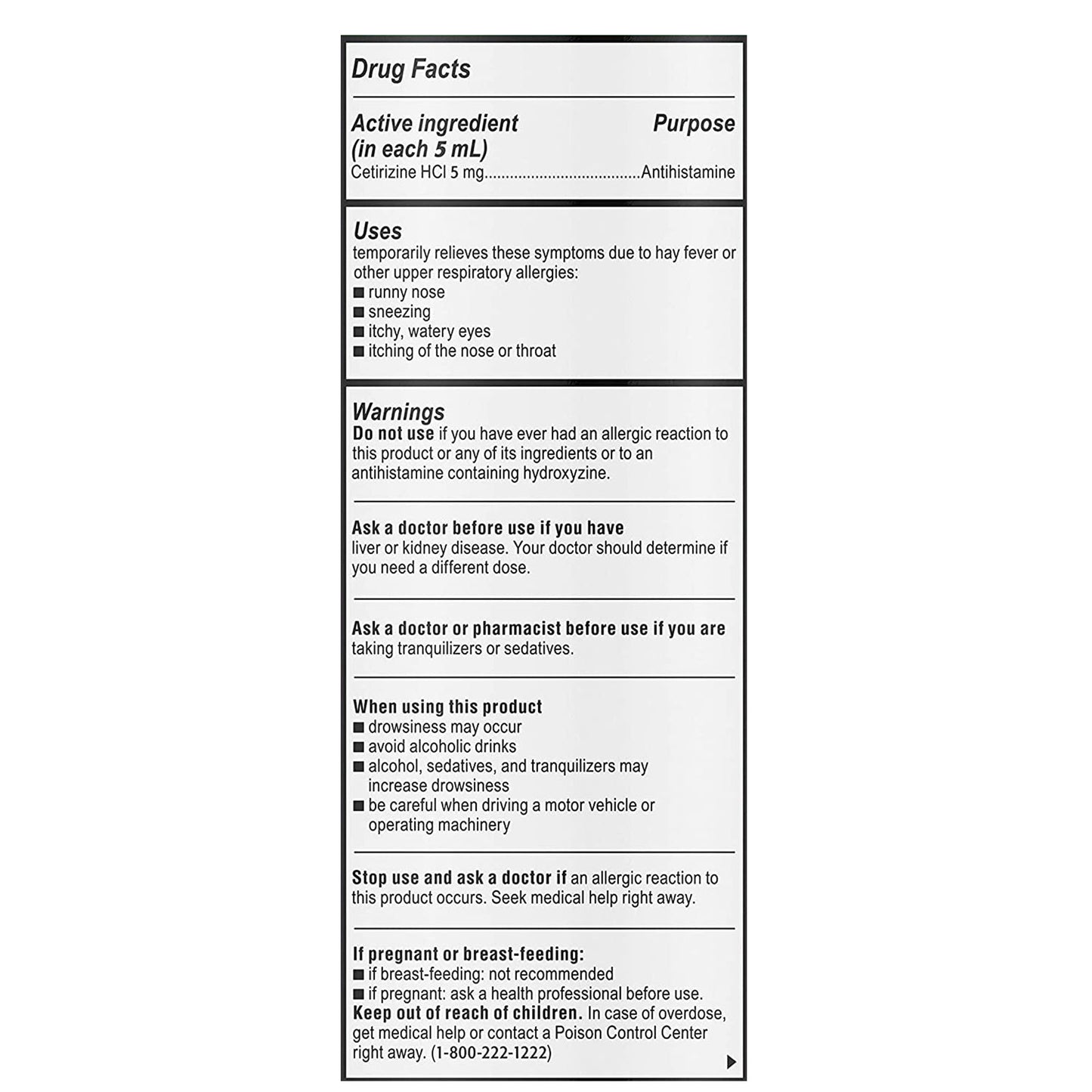 Children's Zyrtec Cetirizine Allergy Relief