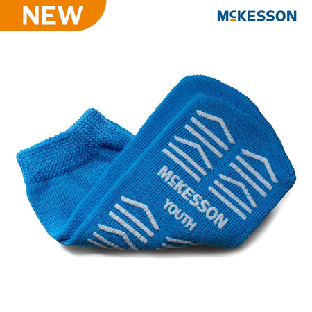 McKesson 16-Y-3849 Slipper Socks Unisex Youth Double Tread Single Patient Use Light Blue