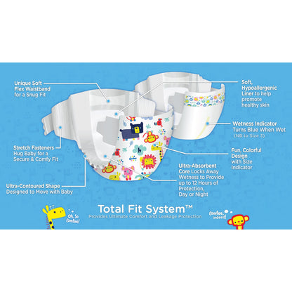 Attends Comfees Premium Baby Diapers, Unisex, Tab Closure, Size 2