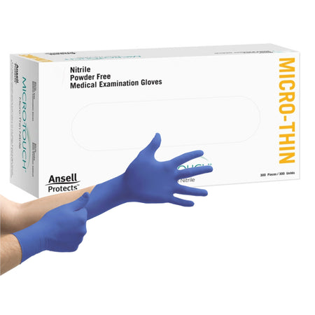Ansell 6034313 Micro-Touch Micro-Thin Nitrile Exam Glove, Large, Blue