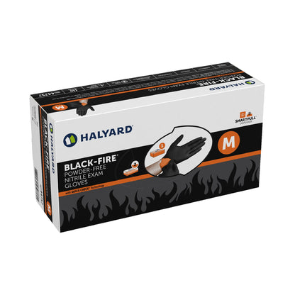 Black-Fire* Nitrile Reversible Exam Glove, Medium, Black / Orange