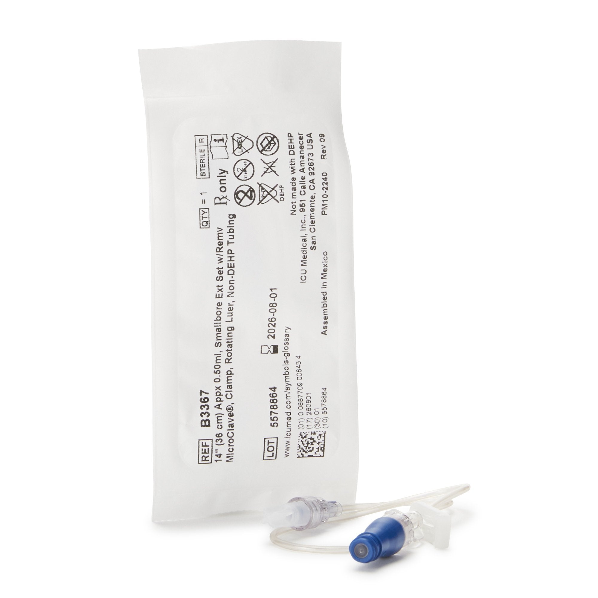 IV Extension Set ICU Needle-Free Port Small Bore 14 Inch Tubing ...