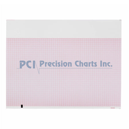 Burdick Diagnostic 910002601 Recording Paper, Thermal Paper, Z-Fold, Red Grid, 8½" x 11", 12/Case