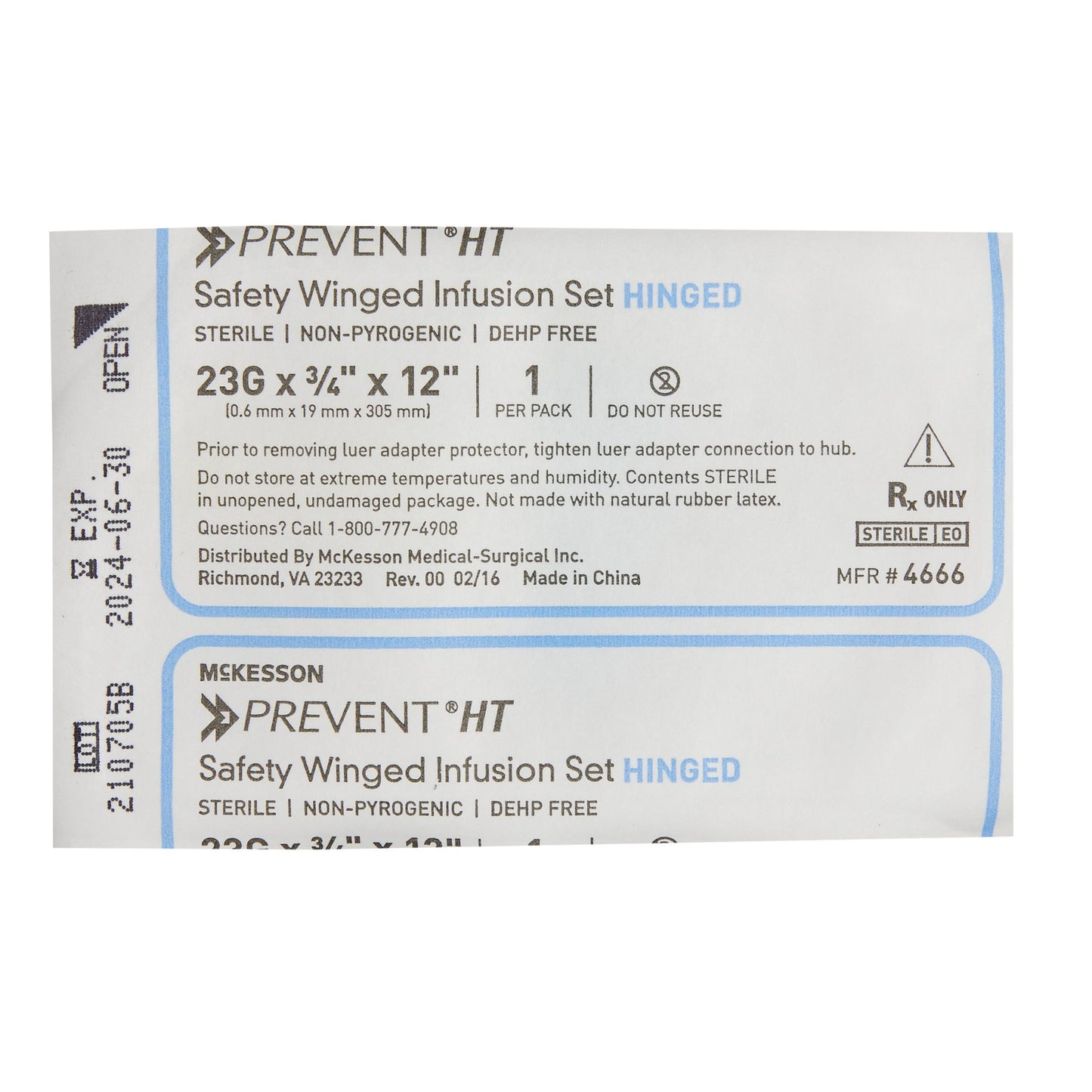 McKesson Prevent® Safety Winged Infusion Set, 23 Gauge