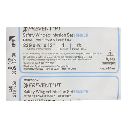 McKesson Prevent® Safety Winged Infusion Set, 23 Gauge
