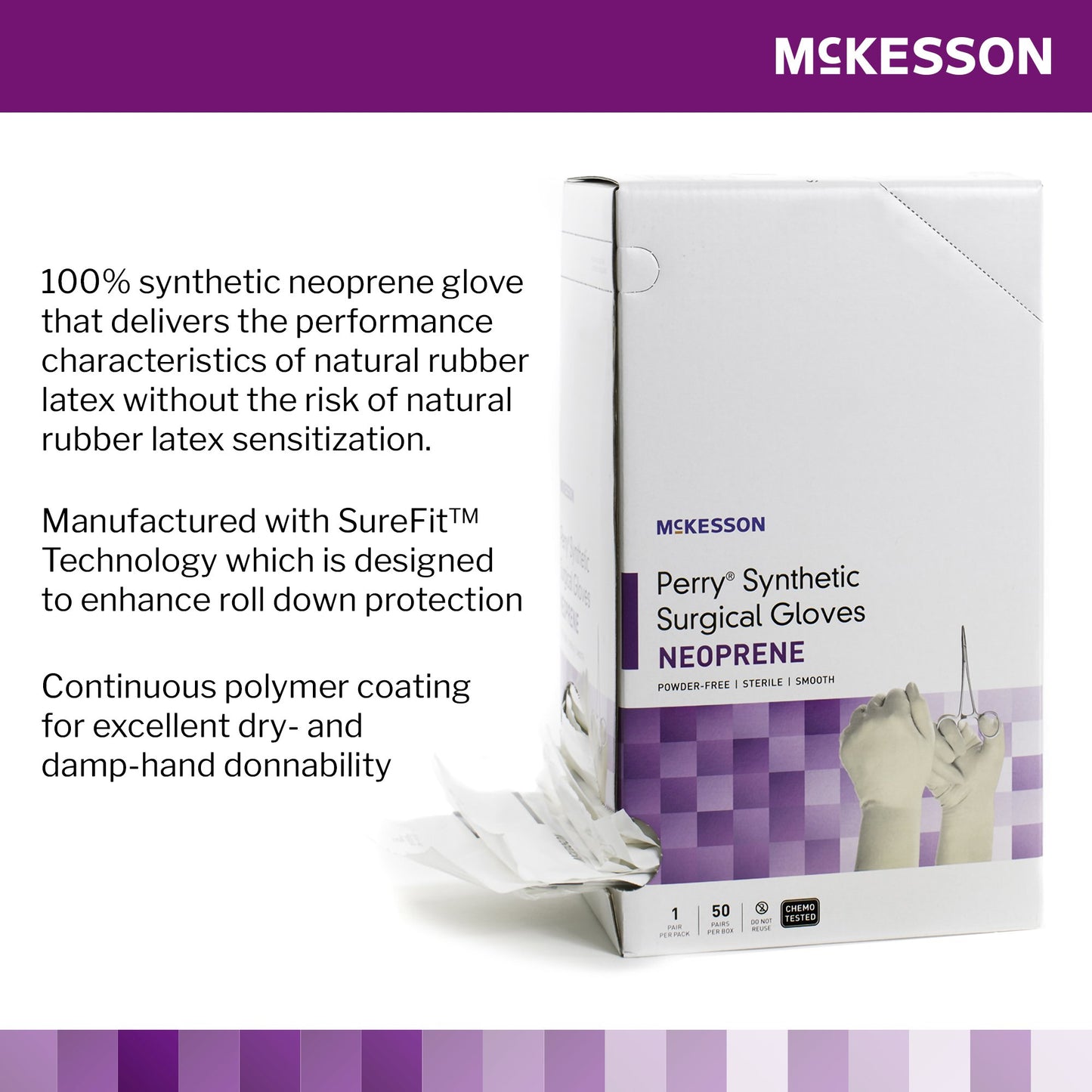 McKesson Perry® Polychloroprene Surgical Glove, Size 9, Cream