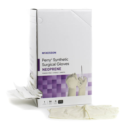McKesson 20-2675N Perry Polychloroprene Surgical Glove, Size 7.5, Cream