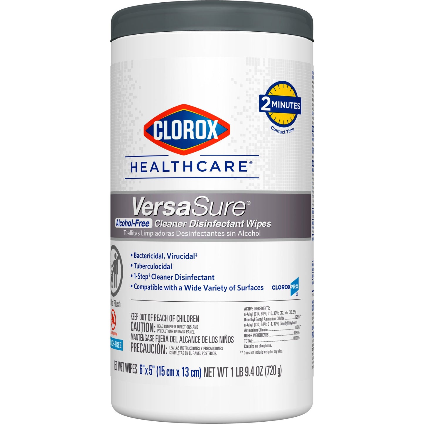 Clorox Healthcare® VersaSure® Cleaner Disinfectant Wipes, Canister