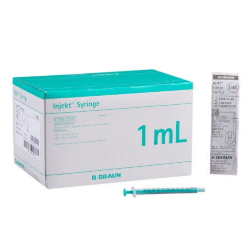Injekt General Purpose Syringe, Pouch, Luer Slip Tip Without Safety, 1mL, 100/Box, 9166017V-02