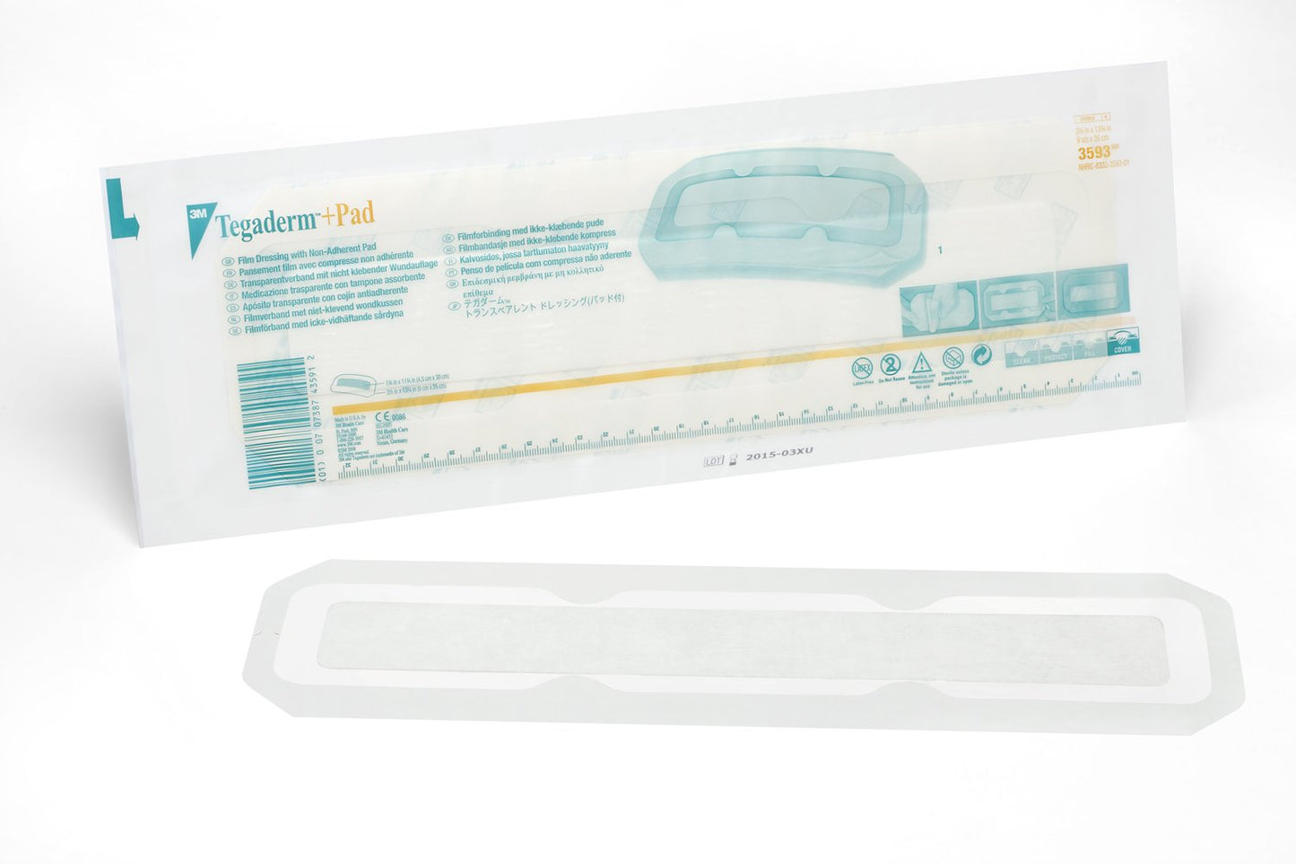 3M™ Tegaderm™ Transparent Film Dressing with Pad, 3-1/2 x 13-3/4 Inch