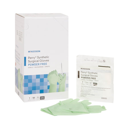 McKesson 1044719 Perry Performance Plus Polyisoprene Surgical Glove, Size 5.5, Green