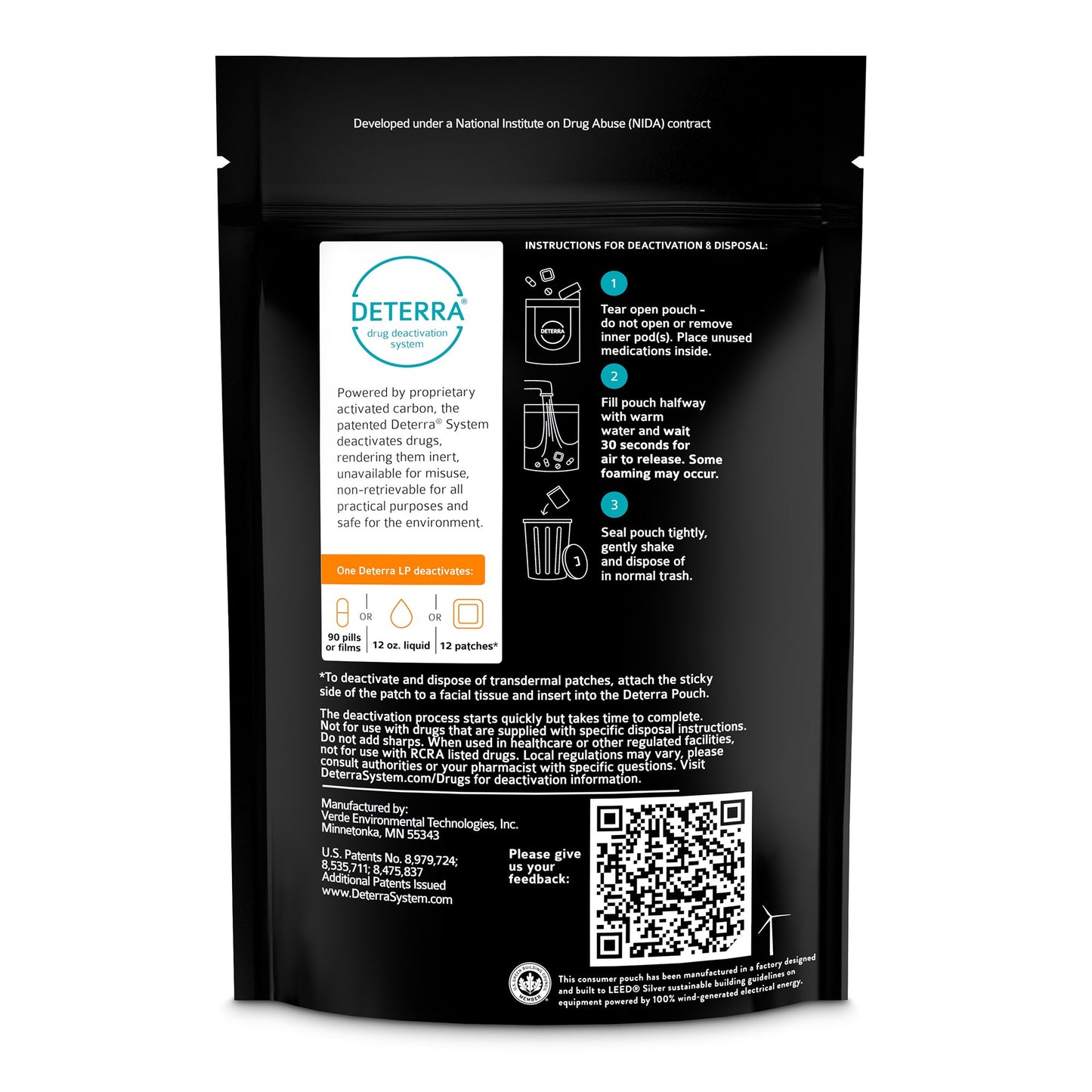 Deterra® Drug Disposal Pouch for Disposal of Pharmaceuticals, Large