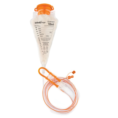 Zevex INF0100-E Infinity Orange Silicone Enteral Feeding Pump Bag Set with ENFit Connector