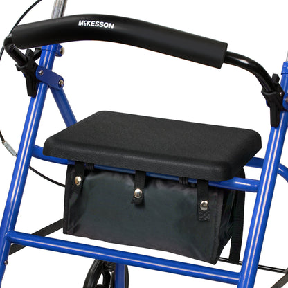 McKesson Folding Steel Four-Wheel Rollator, Blue
