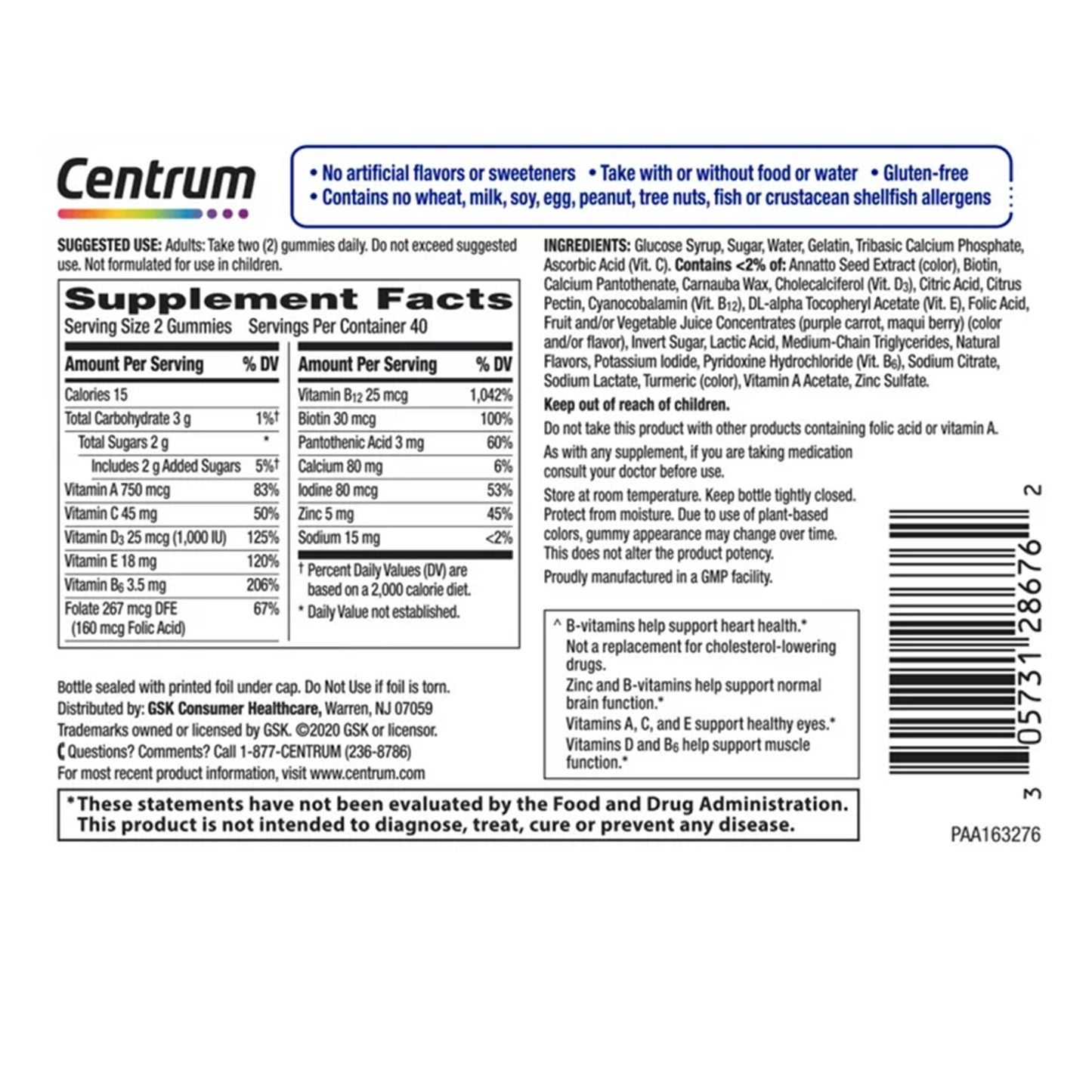 Centrum Men 50+ MultiGummies Assorted Natural Fruit Flavors