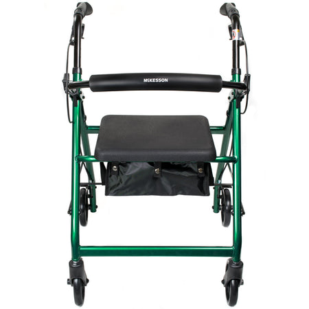 McKesson 146-R726GR Folding Aluminum Four-Wheel Rollator, Green