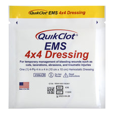 Hemostatic Dressing QuickClot® EMS 4 X 4 Inch 1 per Pack Sterile