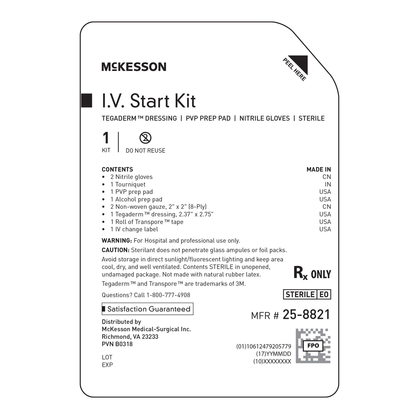 McKesson I.V. Start Kit, Tegaderm™ Dressing