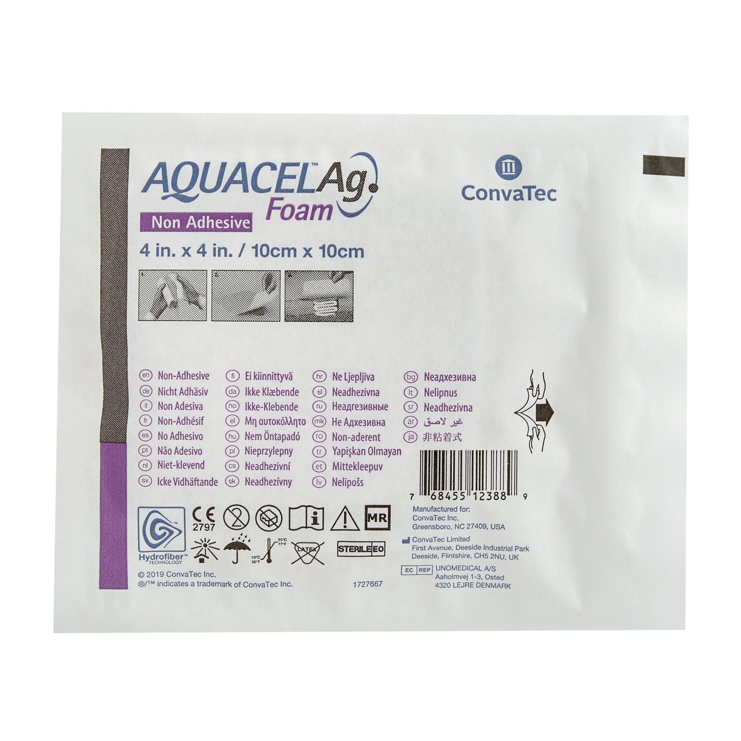 Aquacel® Ag Nonadhesive Silver Foam Dressing, 4 x 4 Inch