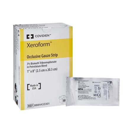 Cardinal 8884433301 Xeroform Occlusive Petrolatum Impregnated Dressing, 1 x 8 inch