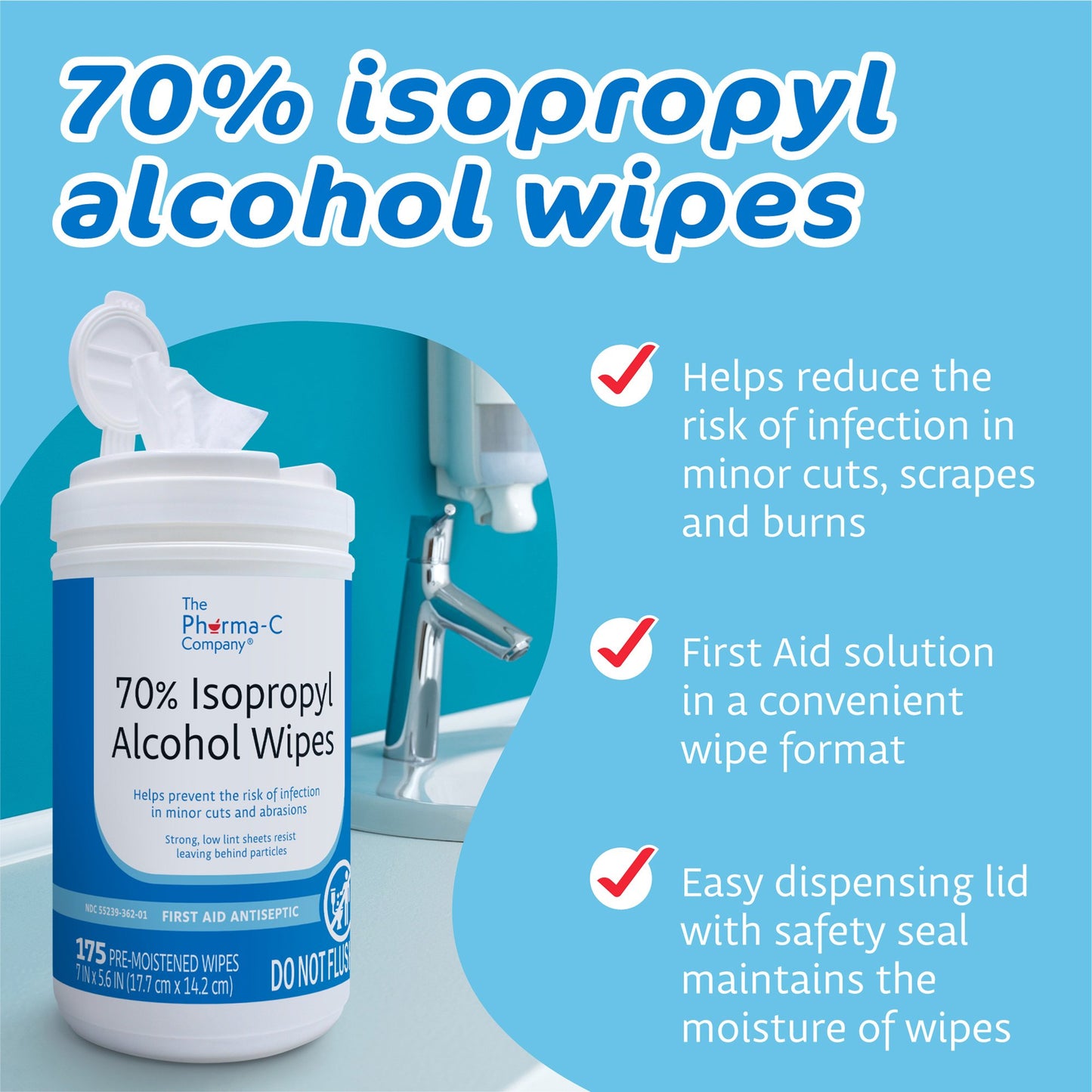 The Pharma-C Company® Isopropyl Alcohol Antiseptic Skin Wipe