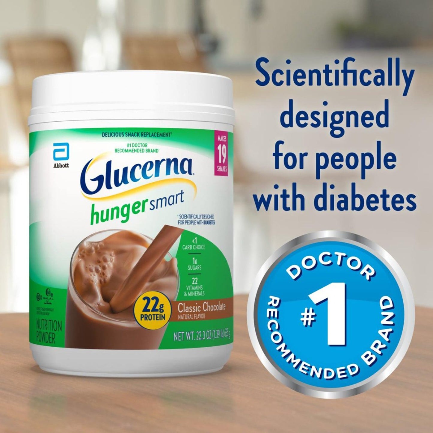 Oral Supplement Glucerna® Hunger Smart® Rich Chocolate Flavor Powder 22.3 oz. Canister