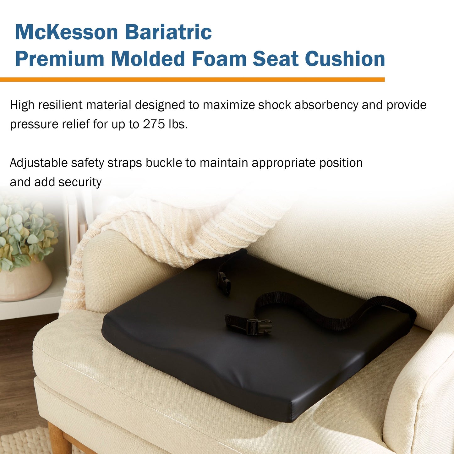McKesson Premium Molded Foam Seat Cushion, 24 x 18 x 3 Inch