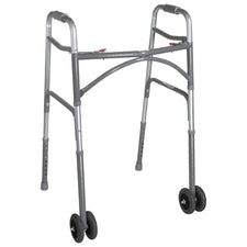 McKesson Bariatric Folding Walker w/ Wheels, Height Adjusts from 32 to 39 Inches